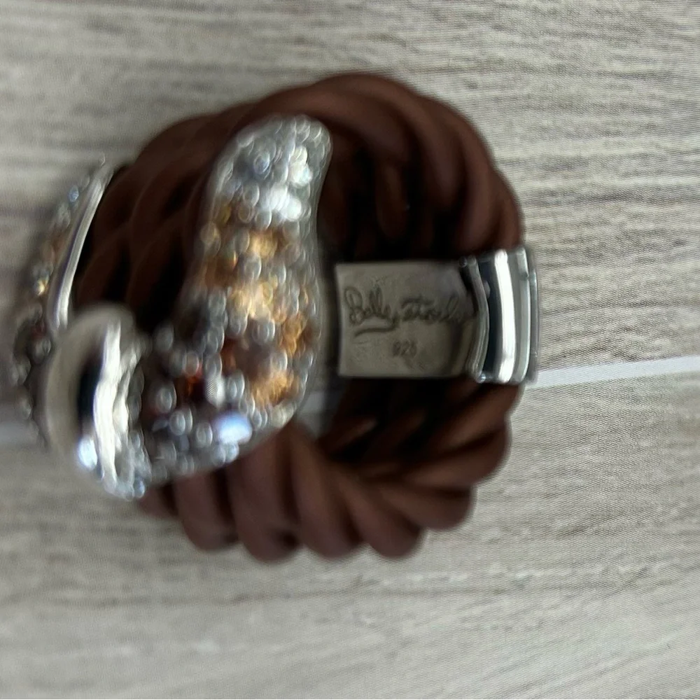 Belle Etoile Lasso Ring CZ Gold White SS Wide Buckle Ring Rubber ring, Sz 6-7